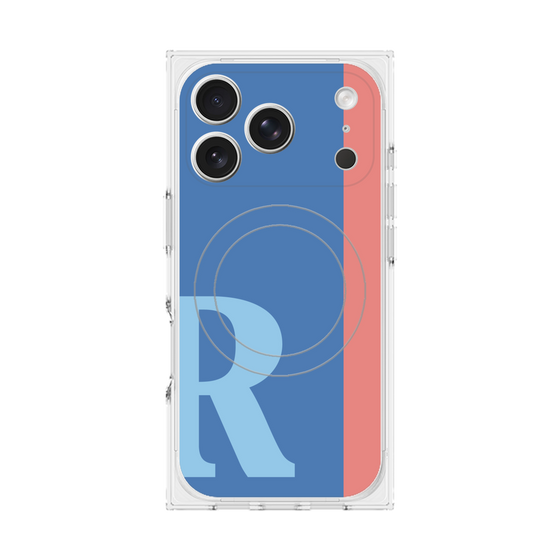 プレミアムスクエアケース with MagSafe［ オリジナル - initial color line - R blue ］