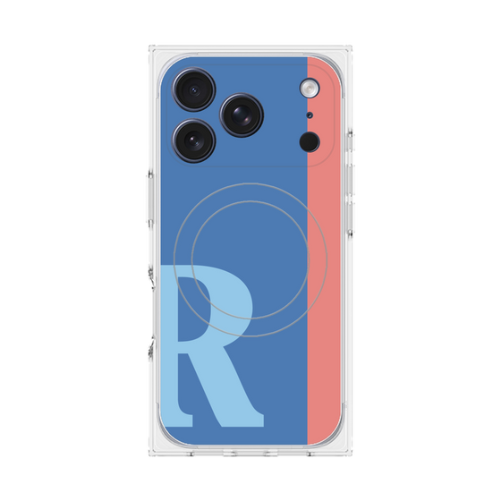 プレミアムスクエアケース with MagSafe［ オリジナル - initial color line - R blue ］