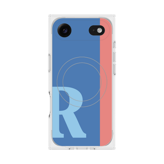 プレミアムスクエアケース with MagSafe［ オリジナル - initial color line - R blue ］