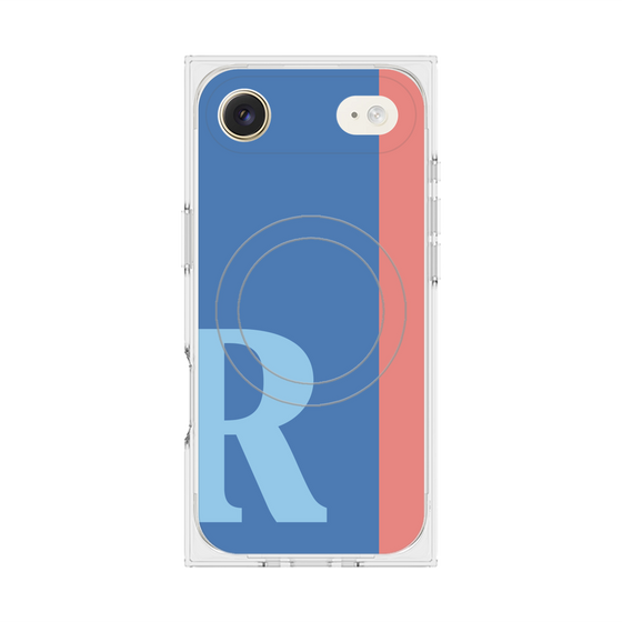 プレミアムスクエアケース with MagSafe［ オリジナル - initial color line - R blue ］