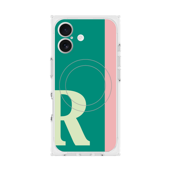 プレミアムスクエアケース with MagSafe［ オリジナル - initial color line - R green ］