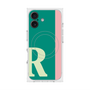 プレミアムスクエアケース with MagSafe［ オリジナル - initial color line - R green ］