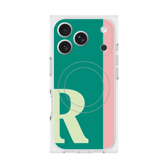 プレミアムスクエアケース with MagSafe［ オリジナル - initial color line - R green ］