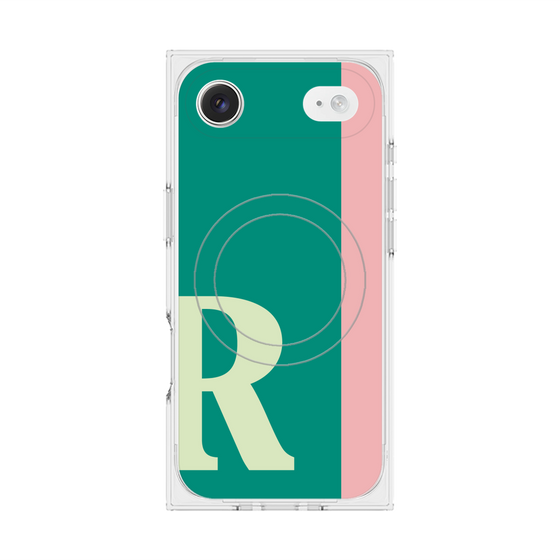 プレミアムスクエアケース with MagSafe［ オリジナル - initial color line - R green ］