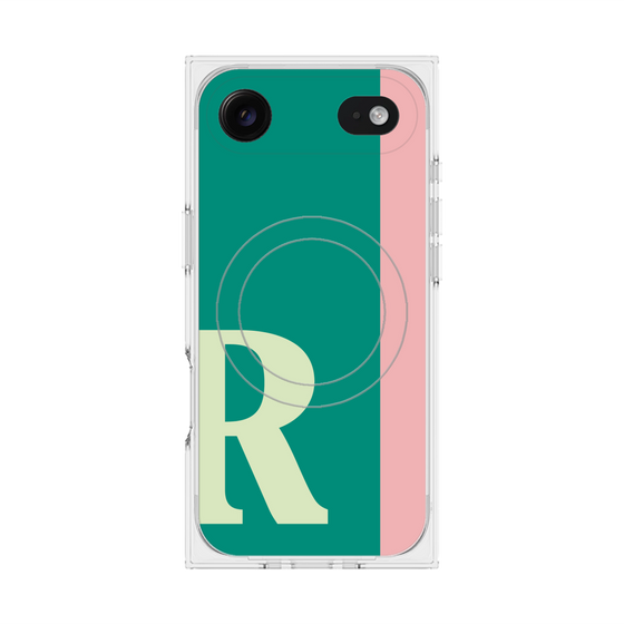 プレミアムスクエアケース with MagSafe［ オリジナル - initial color line - R green ］