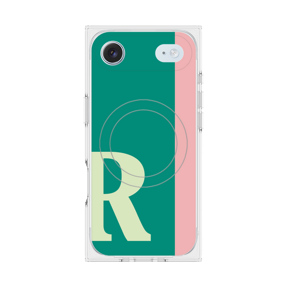 プレミアムスクエアケース with MagSafe［ オリジナル - initial color line - R green ］