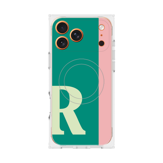 プレミアムスクエアケース with MagSafe［ オリジナル - initial color line - R green ］