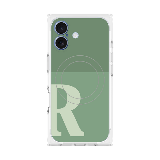 プレミアムスクエアケース with MagSafe［ オリジナル - initial two tone - R green ］