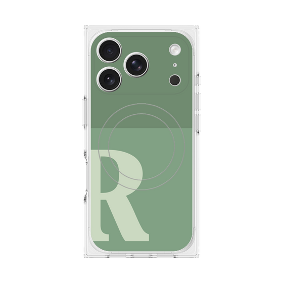 プレミアムスクエアケース with MagSafe［ オリジナル - initial two tone - R green ］
