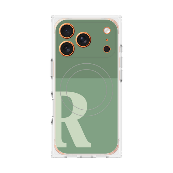プレミアムスクエアケース with MagSafe［ オリジナル - initial two tone - R green ］
