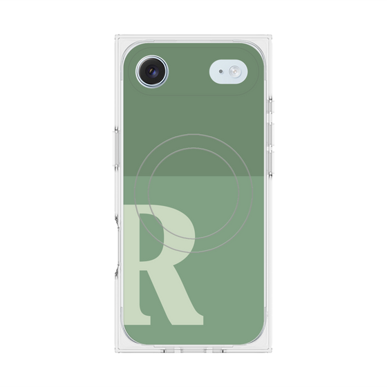 プレミアムスクエアケース with MagSafe［ オリジナル - initial two tone - R green ］
