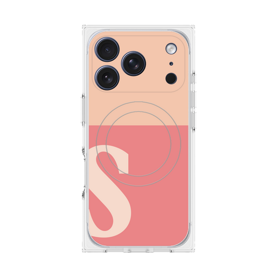 プレミアムスクエアケース with MagSafe［ オリジナル - initial two tone - S pink ］