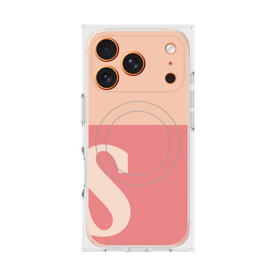 プレミアムスクエアケース with MagSafe［ オリジナル - initial two tone - S pink ］
