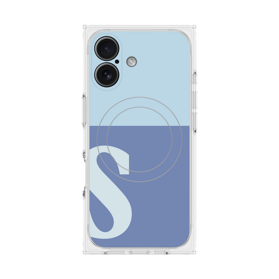 プレミアムスクエアケース with MagSafe［ オリジナル - initial two tone - S blue ］