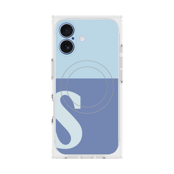 プレミアムスクエアケース with MagSafe［ オリジナル - initial two tone - S blue ］