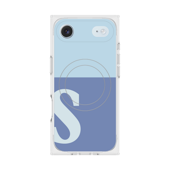 プレミアムスクエアケース with MagSafe［ オリジナル - initial two tone - S blue ］