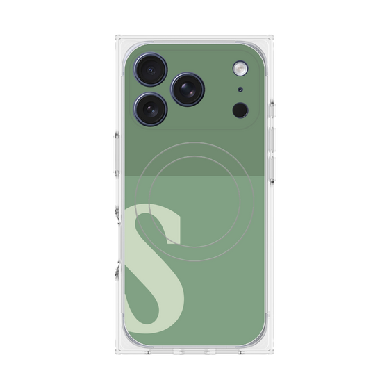 プレミアムスクエアケース with MagSafe［ オリジナル - initial two tone - S green ］