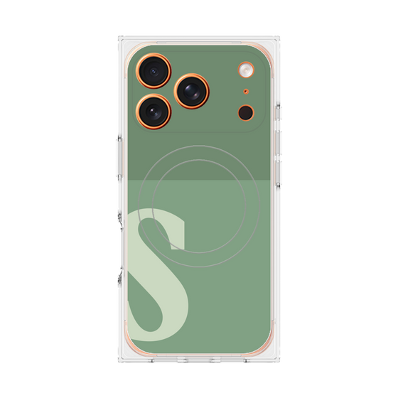 プレミアムスクエアケース with MagSafe［ オリジナル - initial two tone - S green ］