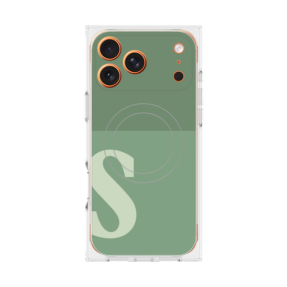 プレミアムスクエアケース with MagSafe［ オリジナル - initial two tone - S green ］