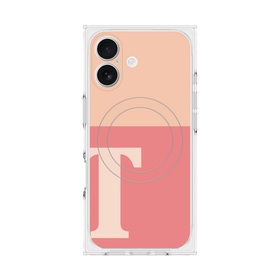 プレミアムスクエアケース with MagSafe［ オリジナル - initial two tone - T pink ］