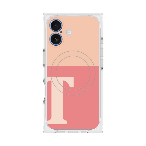 プレミアムスクエアケース with MagSafe［ オリジナル - initial two tone - T pink ］