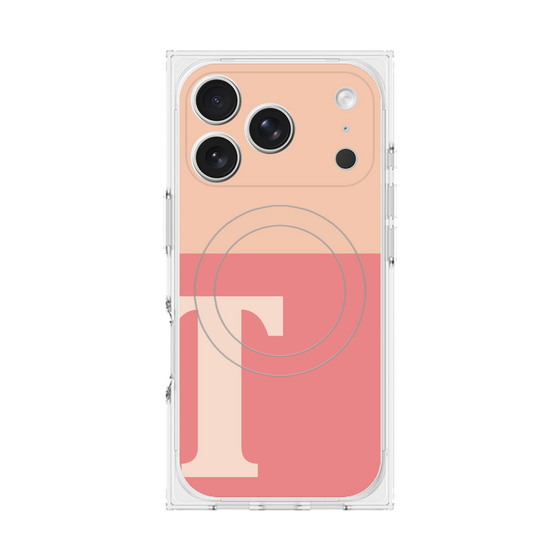 プレミアムスクエアケース with MagSafe［ オリジナル - initial two tone - T pink ］