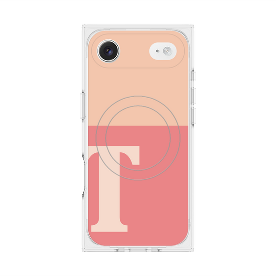 プレミアムスクエアケース with MagSafe［ オリジナル - initial two tone - T pink ］