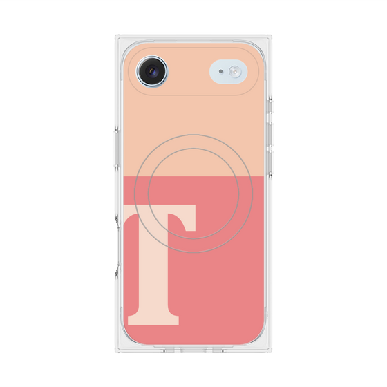 プレミアムスクエアケース with MagSafe［ オリジナル - initial two tone - T pink ］