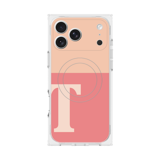 プレミアムスクエアケース with MagSafe［ オリジナル - initial two tone - T pink ］