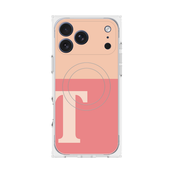プレミアムスクエアケース with MagSafe［ オリジナル - initial two tone - T pink ］