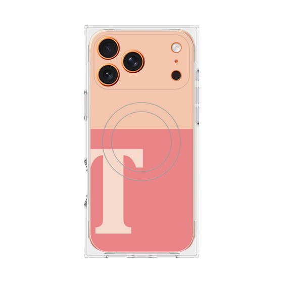 プレミアムスクエアケース with MagSafe［ オリジナル - initial two tone - T pink ］