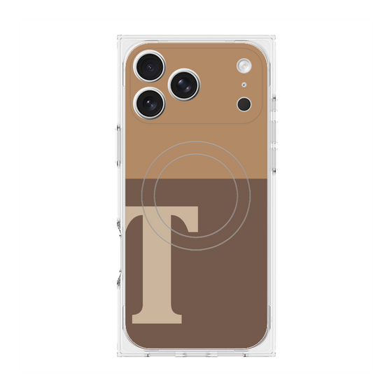 プレミアムスクエアケース with MagSafe［ オリジナル - initial two tone - T brown ］