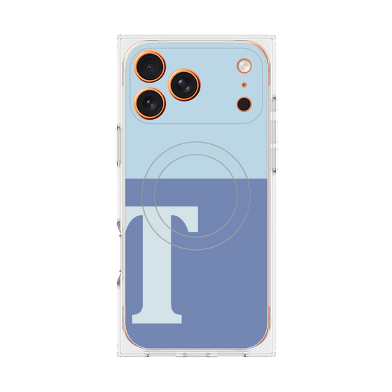 プレミアムスクエアケース with MagSafe［ オリジナル - initial two tone - T blue ］