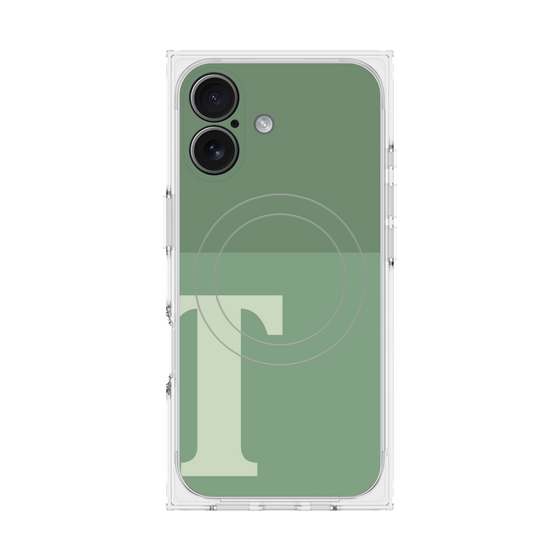 プレミアムスクエアケース with MagSafe［ オリジナル - initial two tone - T green ］