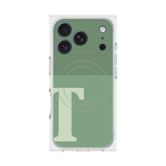 プレミアムスクエアケース with MagSafe［ オリジナル - initial two tone - T green ］