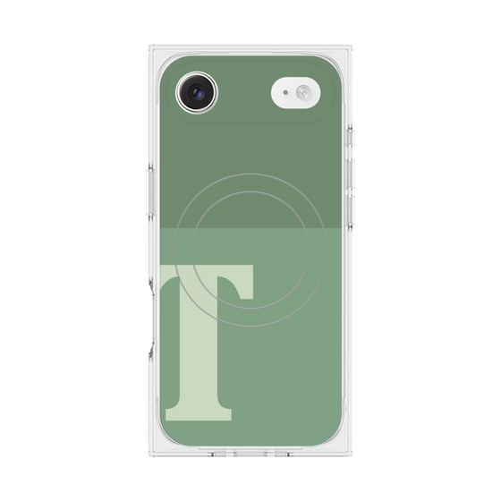 プレミアムスクエアケース with MagSafe［ オリジナル - initial two tone - T green ］