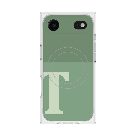 プレミアムスクエアケース with MagSafe［ オリジナル - initial two tone - T green ］