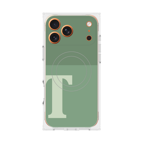 プレミアムスクエアケース with MagSafe［ オリジナル - initial two tone - T green ］