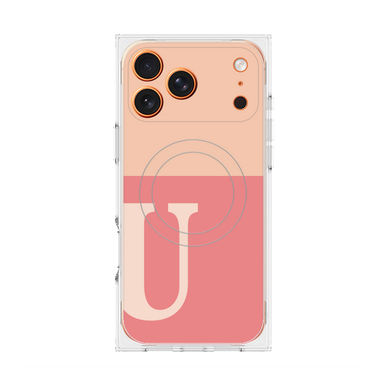 プレミアムスクエアケース with MagSafe［ オリジナル - initial two tone - U pink ］