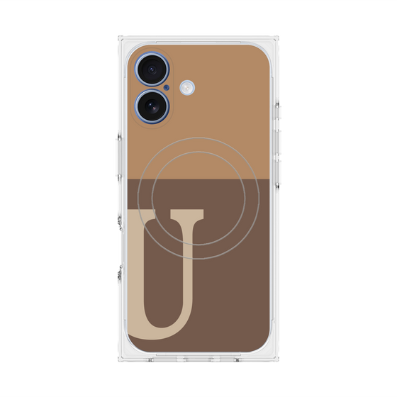 プレミアムスクエアケース with MagSafe［ オリジナル - initial two tone - U brown ］