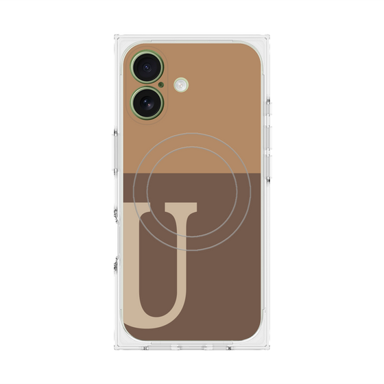 プレミアムスクエアケース with MagSafe［ オリジナル - initial two tone - U brown ］