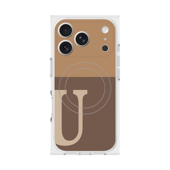 プレミアムスクエアケース with MagSafe［ オリジナル - initial two tone - U brown ］