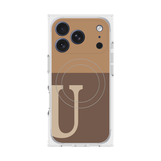 プレミアムスクエアケース with MagSafe［ オリジナル - initial two tone - U brown ］