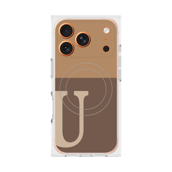 プレミアムスクエアケース with MagSafe［ オリジナル - initial two tone - U brown ］