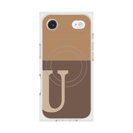 プレミアムスクエアケース with MagSafe［ オリジナル - initial two tone - U brown ］
