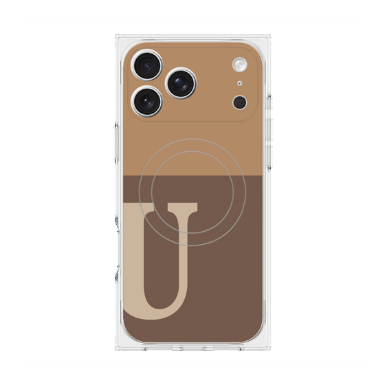 プレミアムスクエアケース with MagSafe［ オリジナル - initial two tone - U brown ］