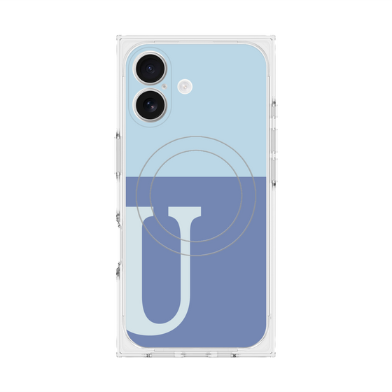 プレミアムスクエアケース with MagSafe［ オリジナル - initial two tone - U blue ］