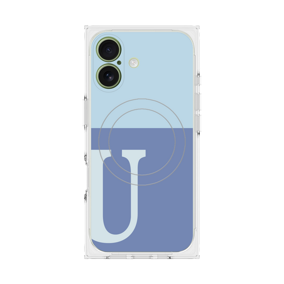 プレミアムスクエアケース with MagSafe［ オリジナル - initial two tone - U blue ］