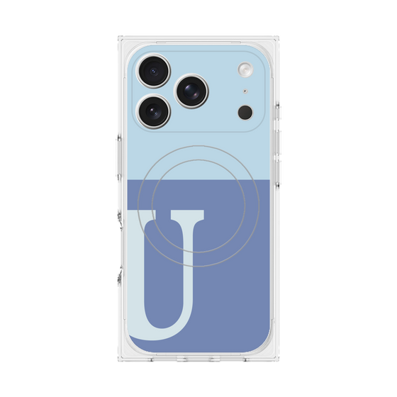 プレミアムスクエアケース with MagSafe［ オリジナル - initial two tone - U blue ］