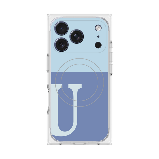 プレミアムスクエアケース with MagSafe［ オリジナル - initial two tone - U blue ］